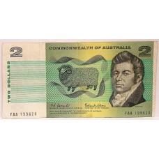 AUSTRALIA 1966 . TWO 2 DOLLAR BANKNOTE . COOMBS/WILSON . FIRST PREFIX FAA